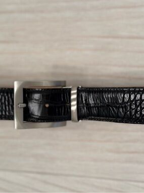 Men's Black Croc-Embossed Leather Belt with Polished Silver Buckle Glenayr Golf